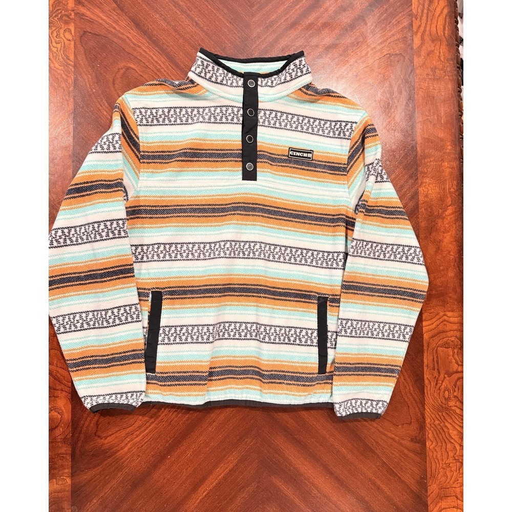 Cinch Kids XL 14 Fleece Pullover Snap Mock‎ Neck Southwestern Stripe Jacket
